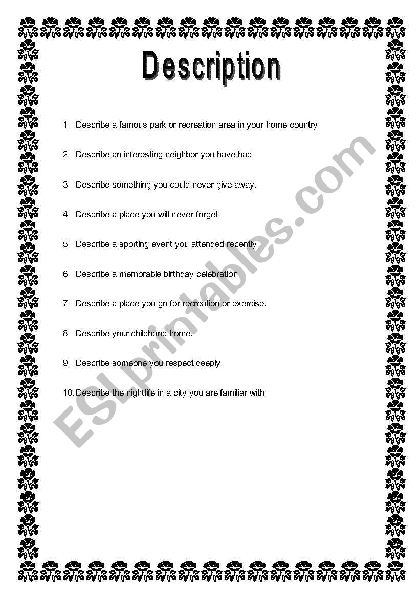 Description worksheet