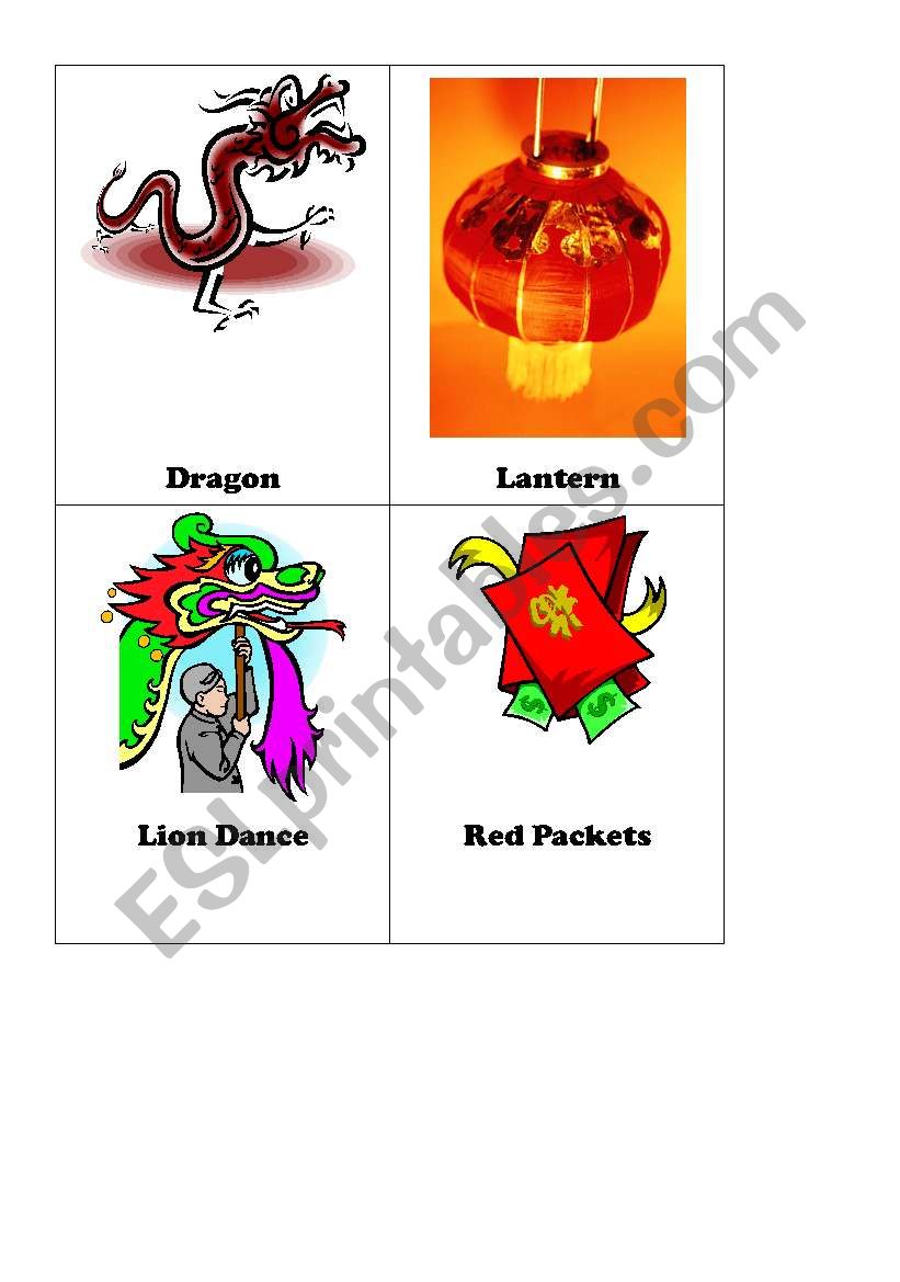 Chinese Lunar New Year Flash Cards Set 1 of 2