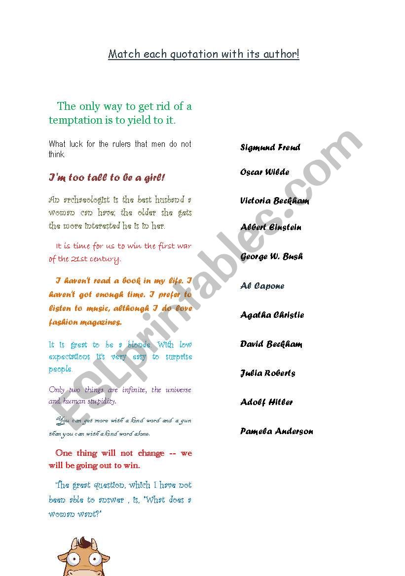 FUN WITH QUOTATIONS :) worksheet