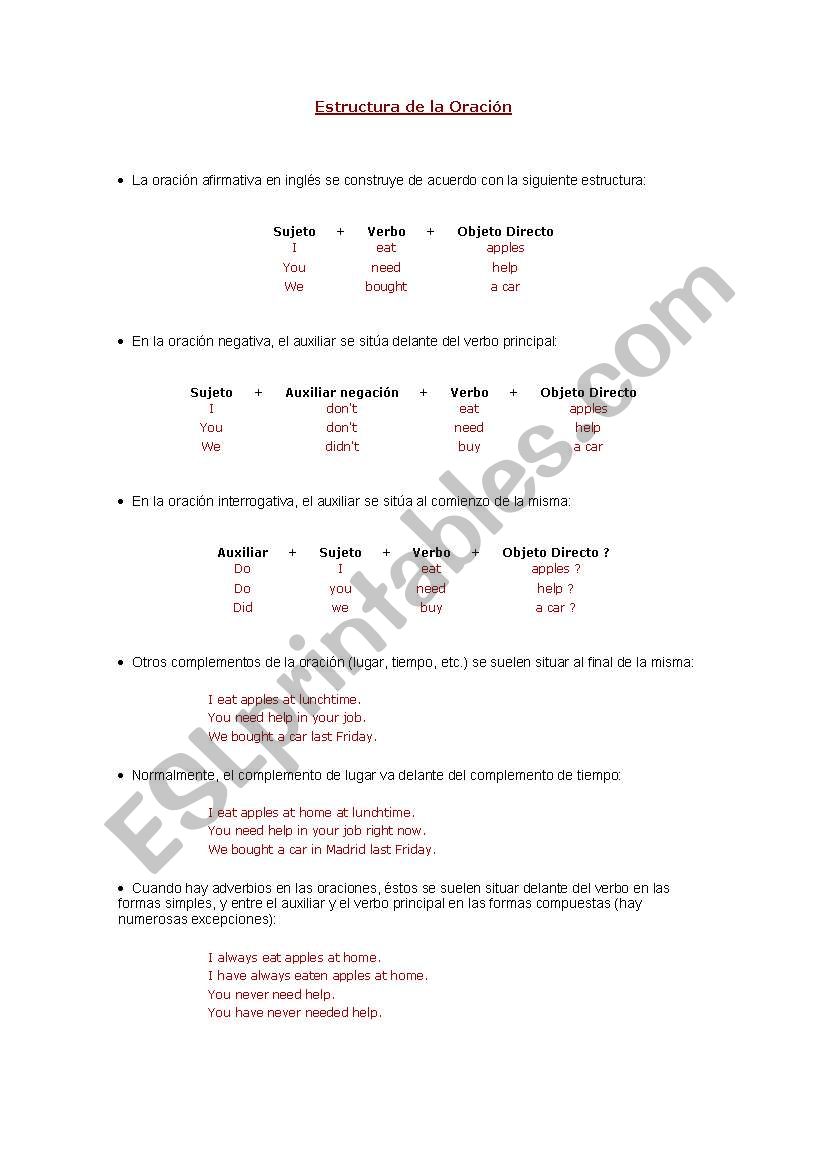 how to form sentences worksheet