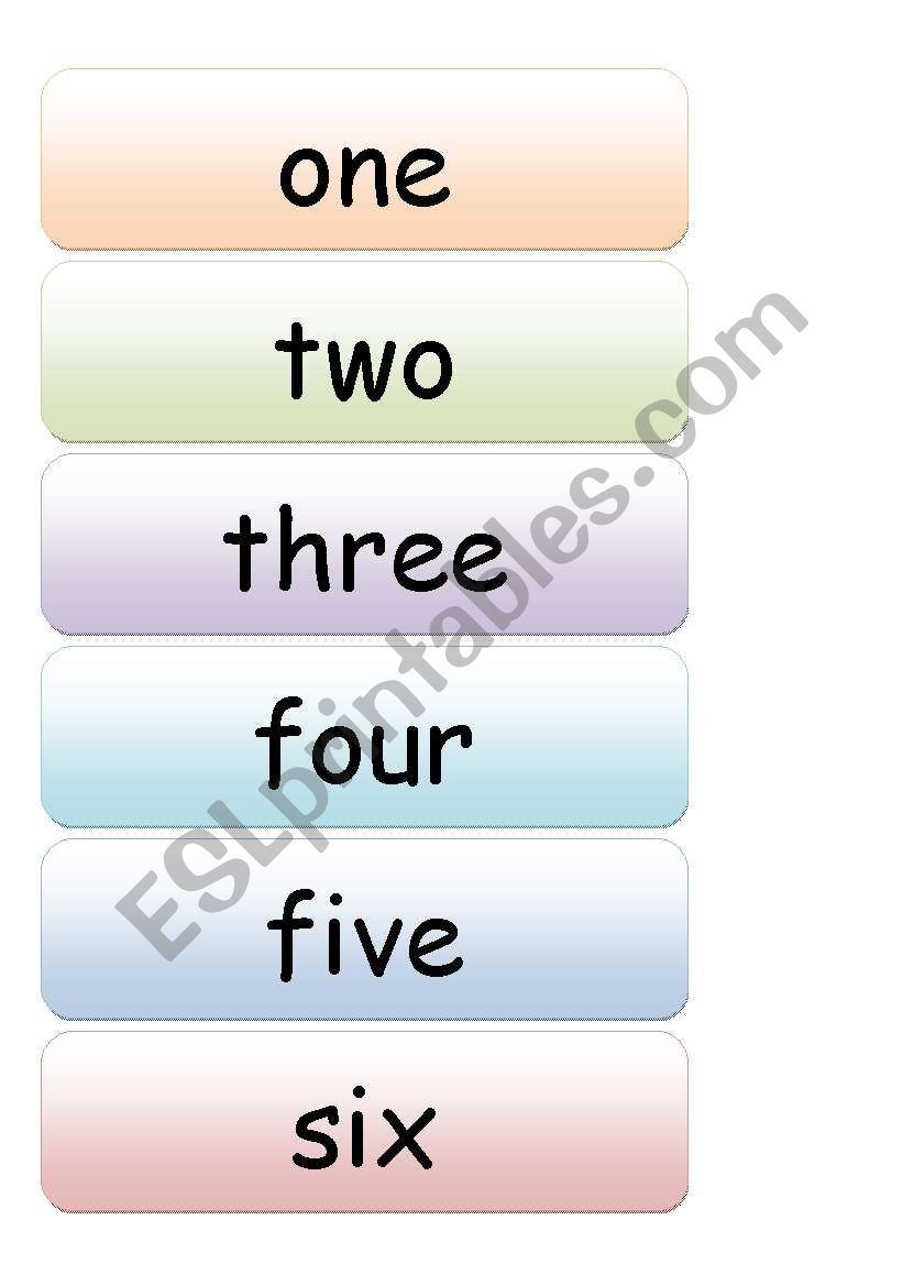 CARDS -numbres 1-20 worksheet