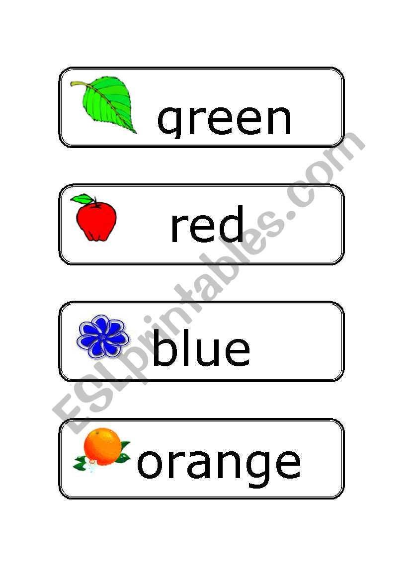 Colour cards worksheet