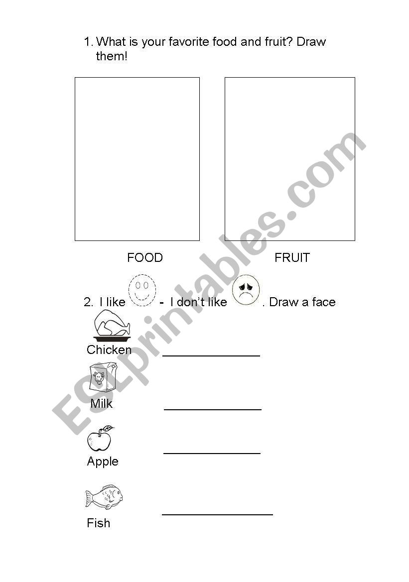 Favorite food and fruit  worksheet