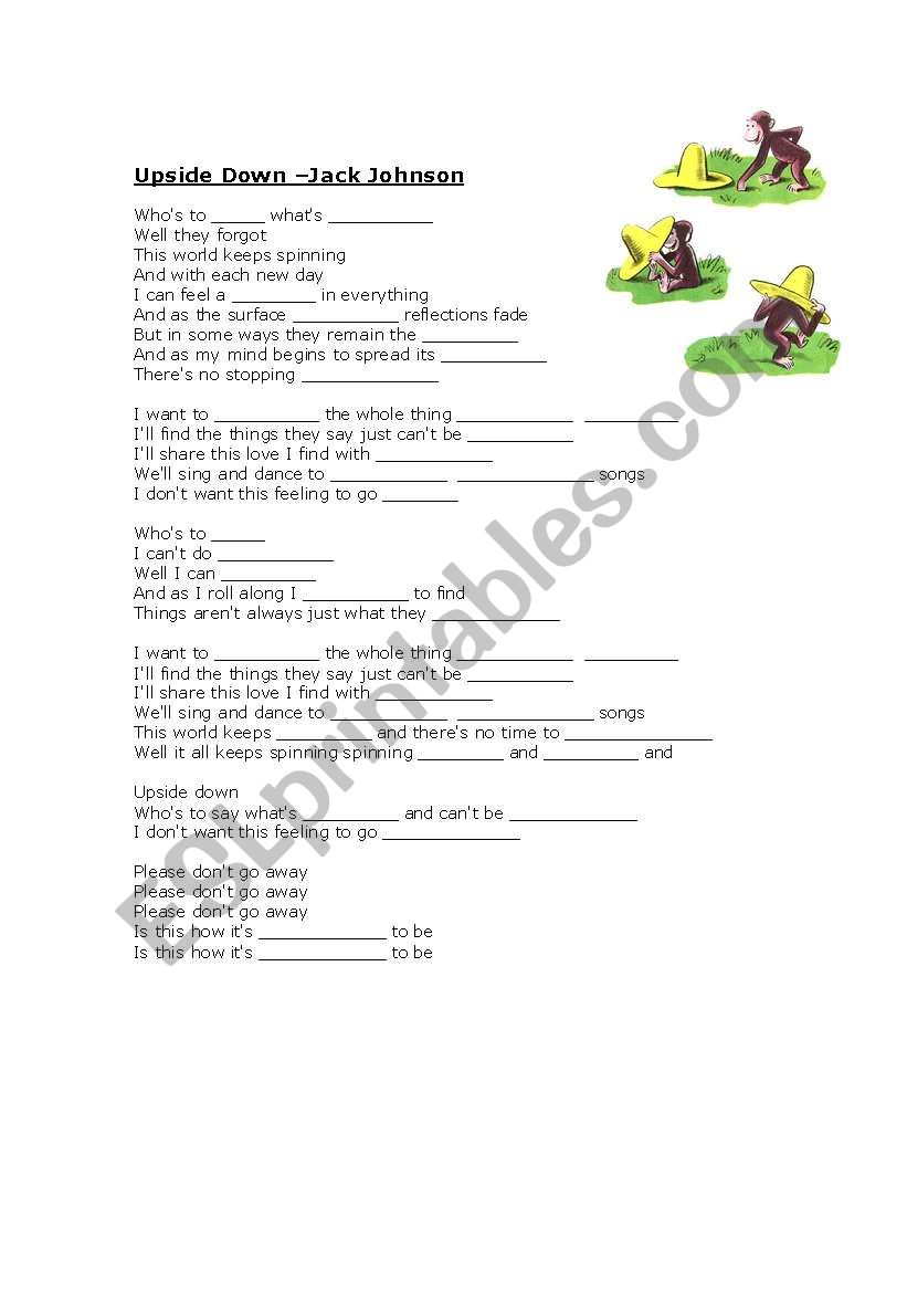 Upside Down-Jack Johnson- Fill Gap Exercise