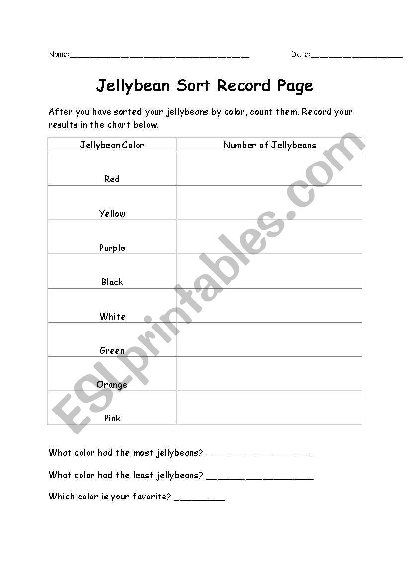 Jellybean Sort Record Page worksheet