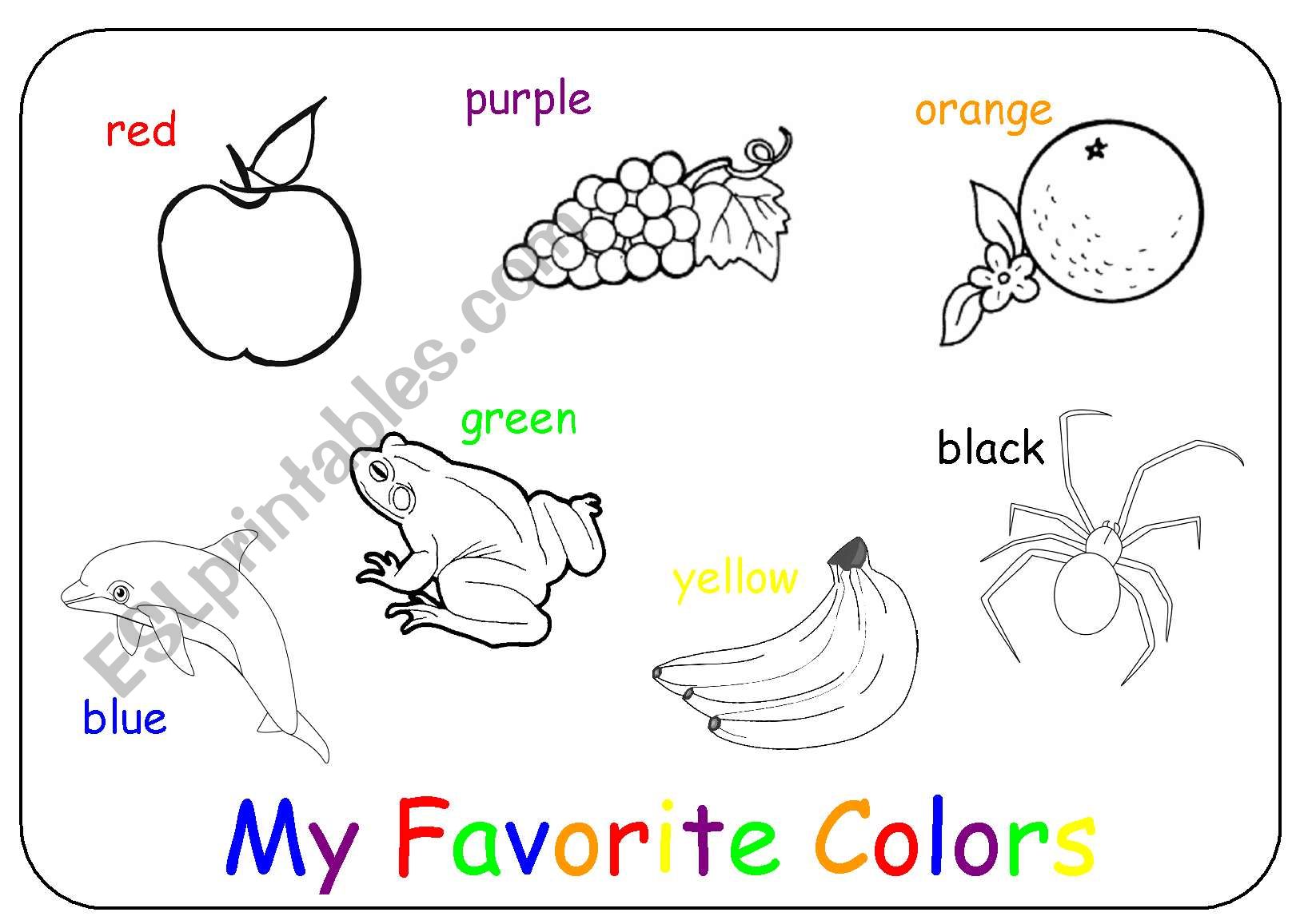 My Favorite Colors ESL Worksheet By Andrea gerhart