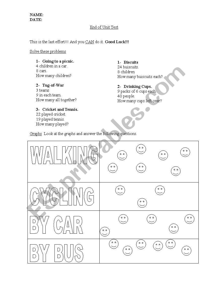 Maths Test worksheet
