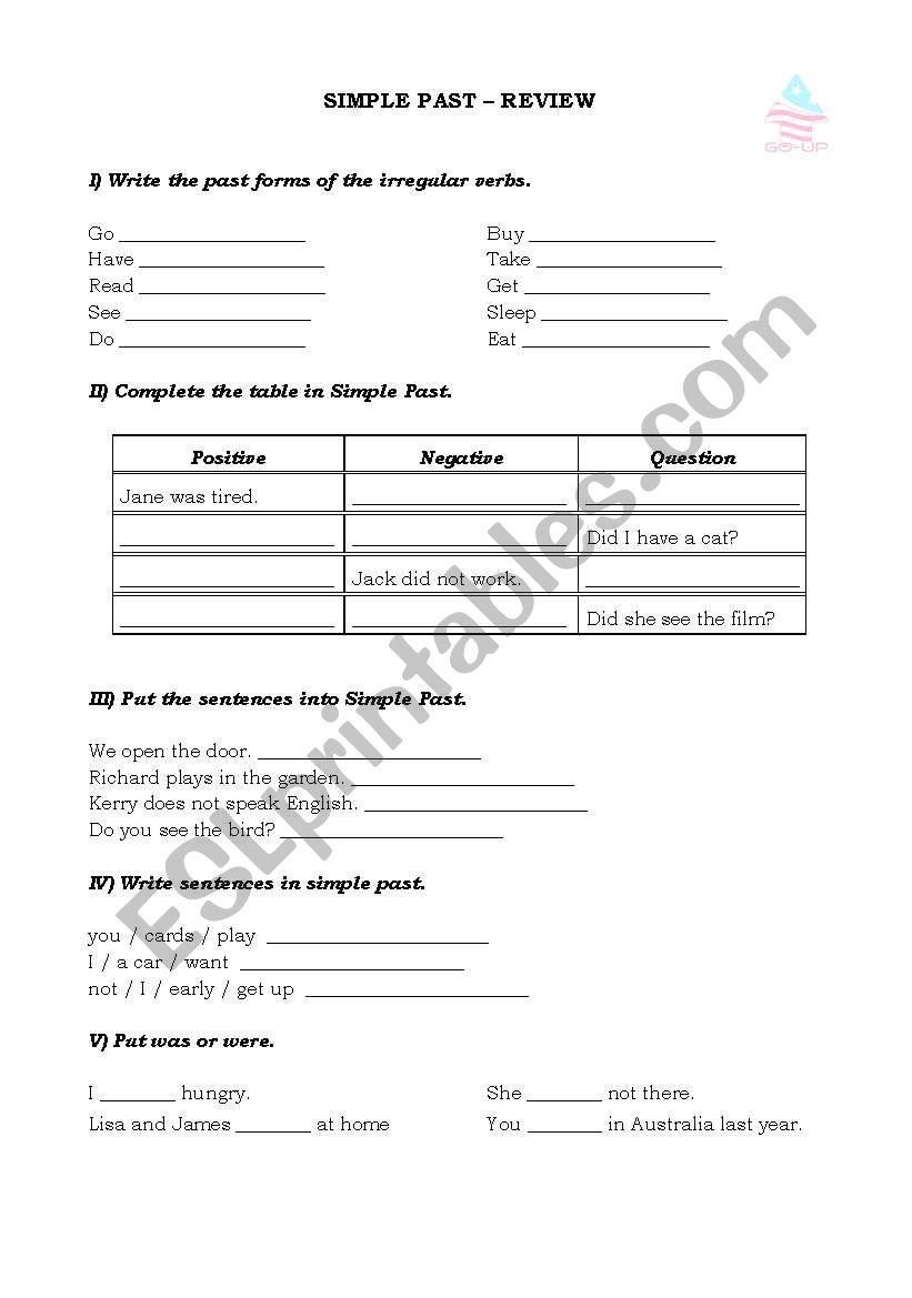 Simple Past - Review worksheet