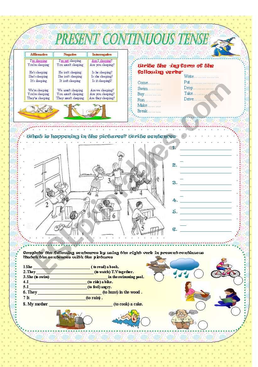 Present continuous tense worksheet