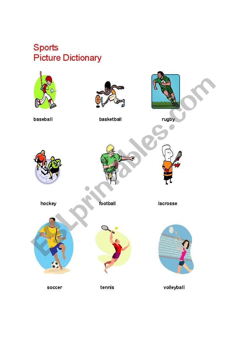 Team Sports Picture Dictionary + Activities