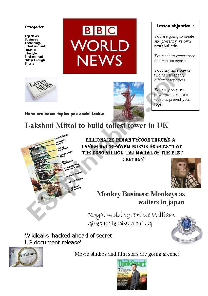 create your own news bulletin worksheet