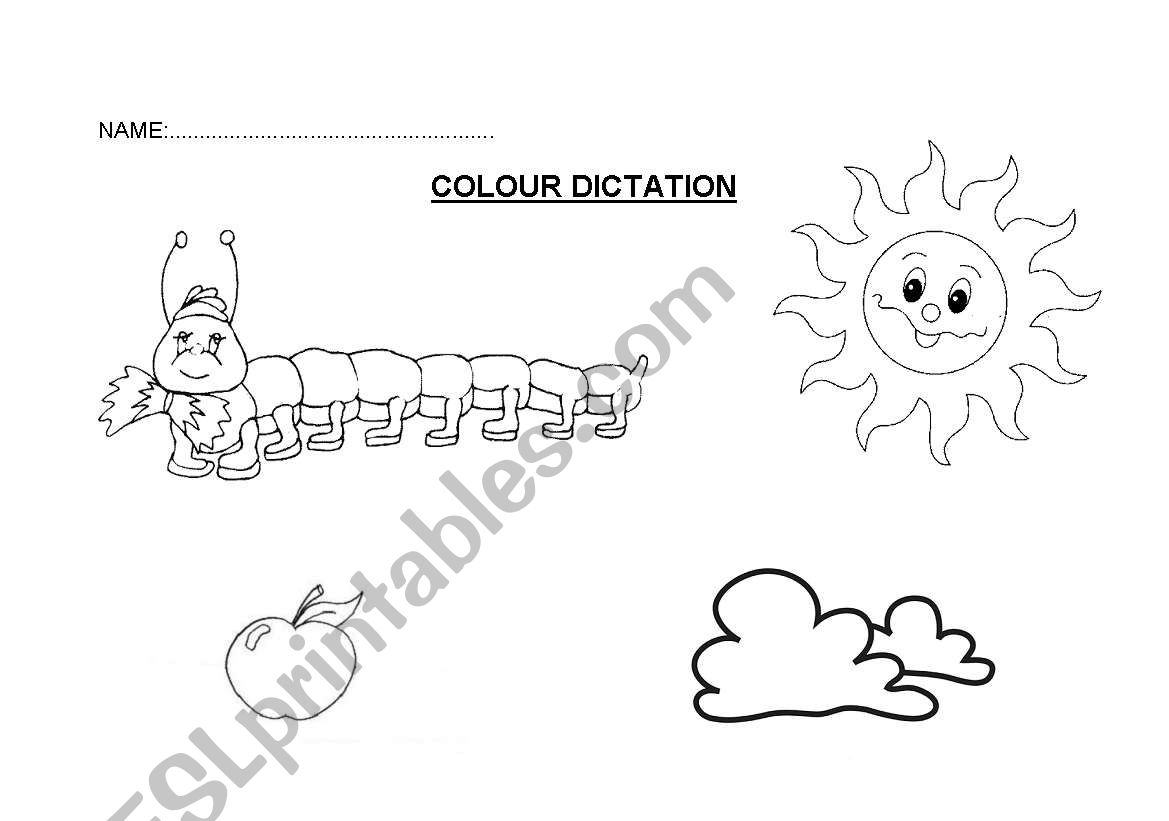 colour dictation worksheet