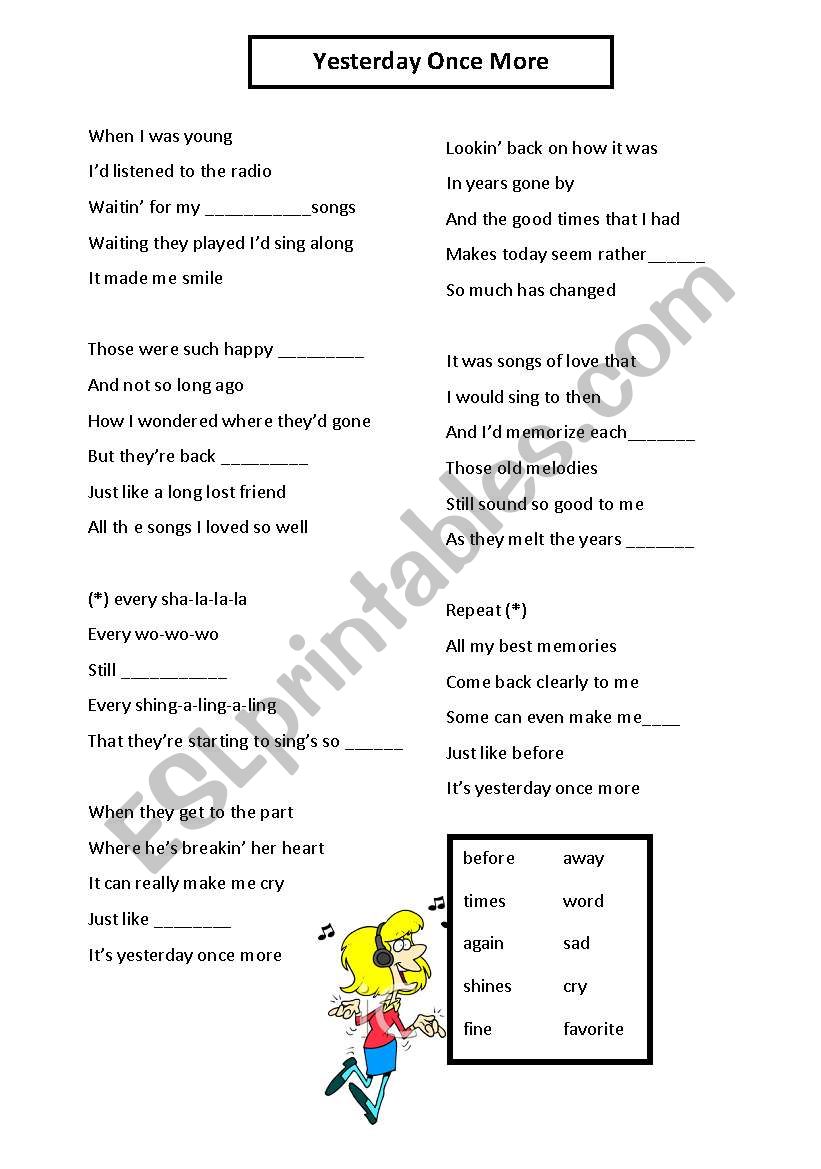 learning english through song worksheet