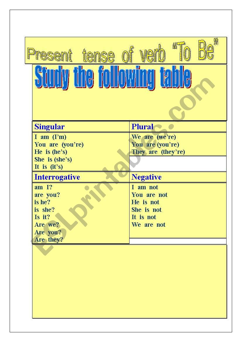 Verb   worksheet