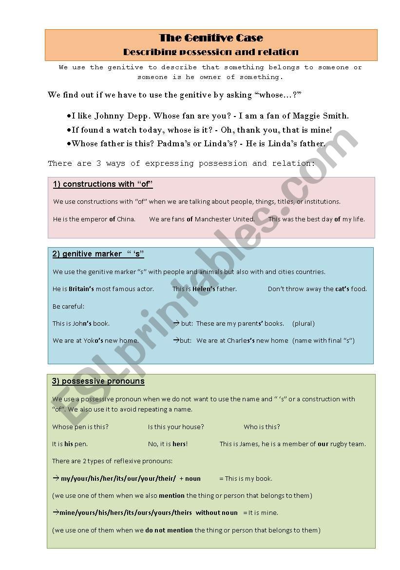 The Genetive Case worksheet