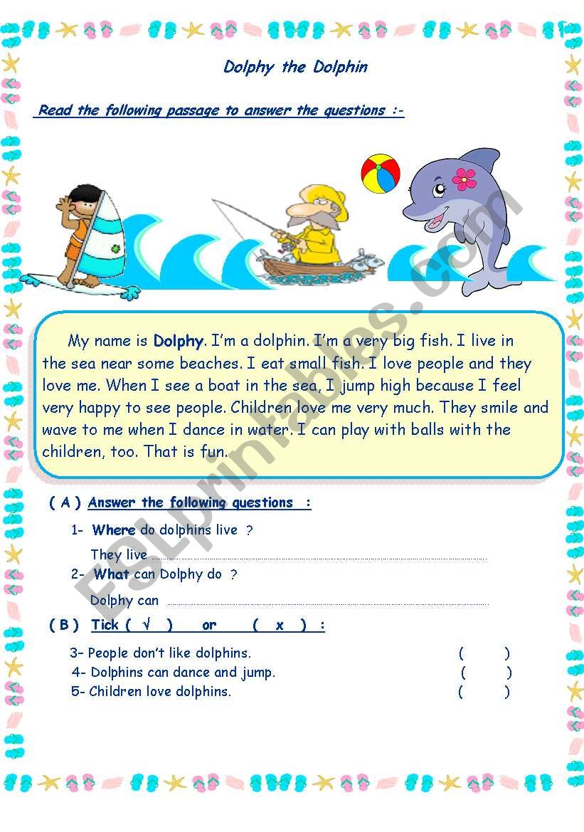 Dolphy the Dolphin worksheet