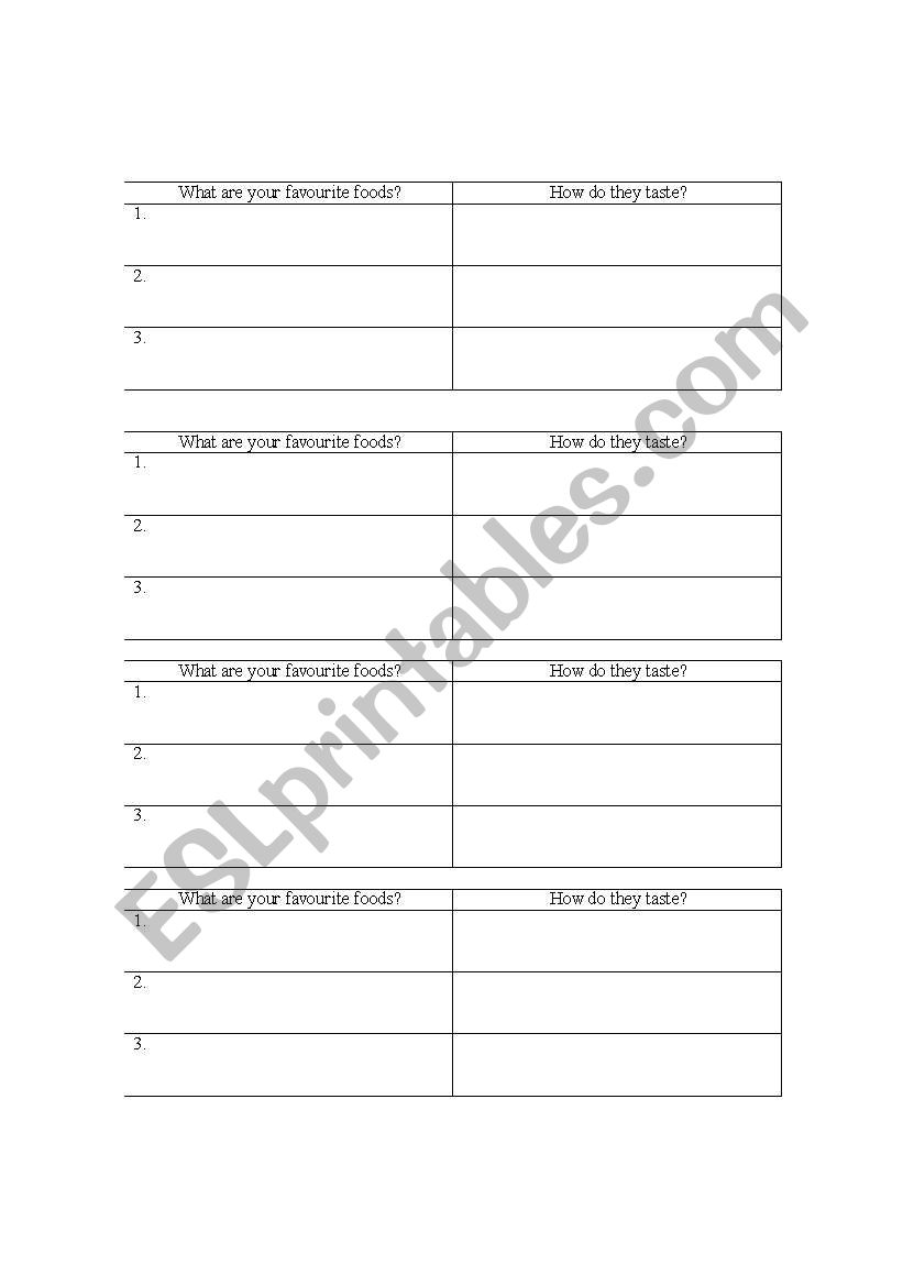 Favourite Foods worksheet