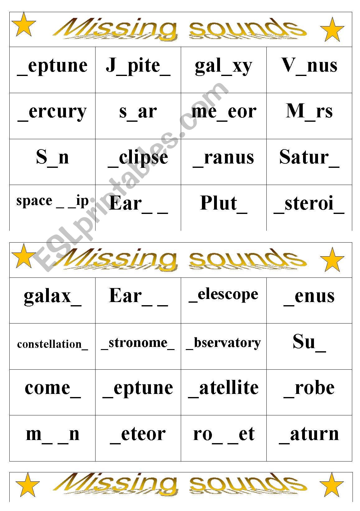 Y2 Space Topic Missing Sounds 