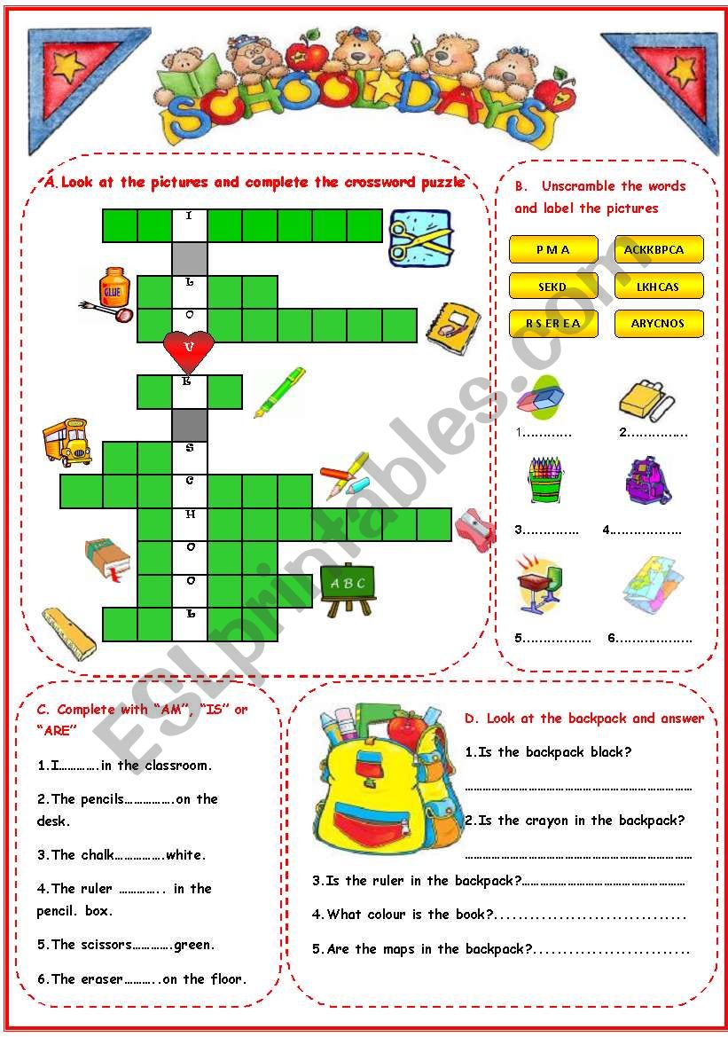 School Days (Editable) worksheet