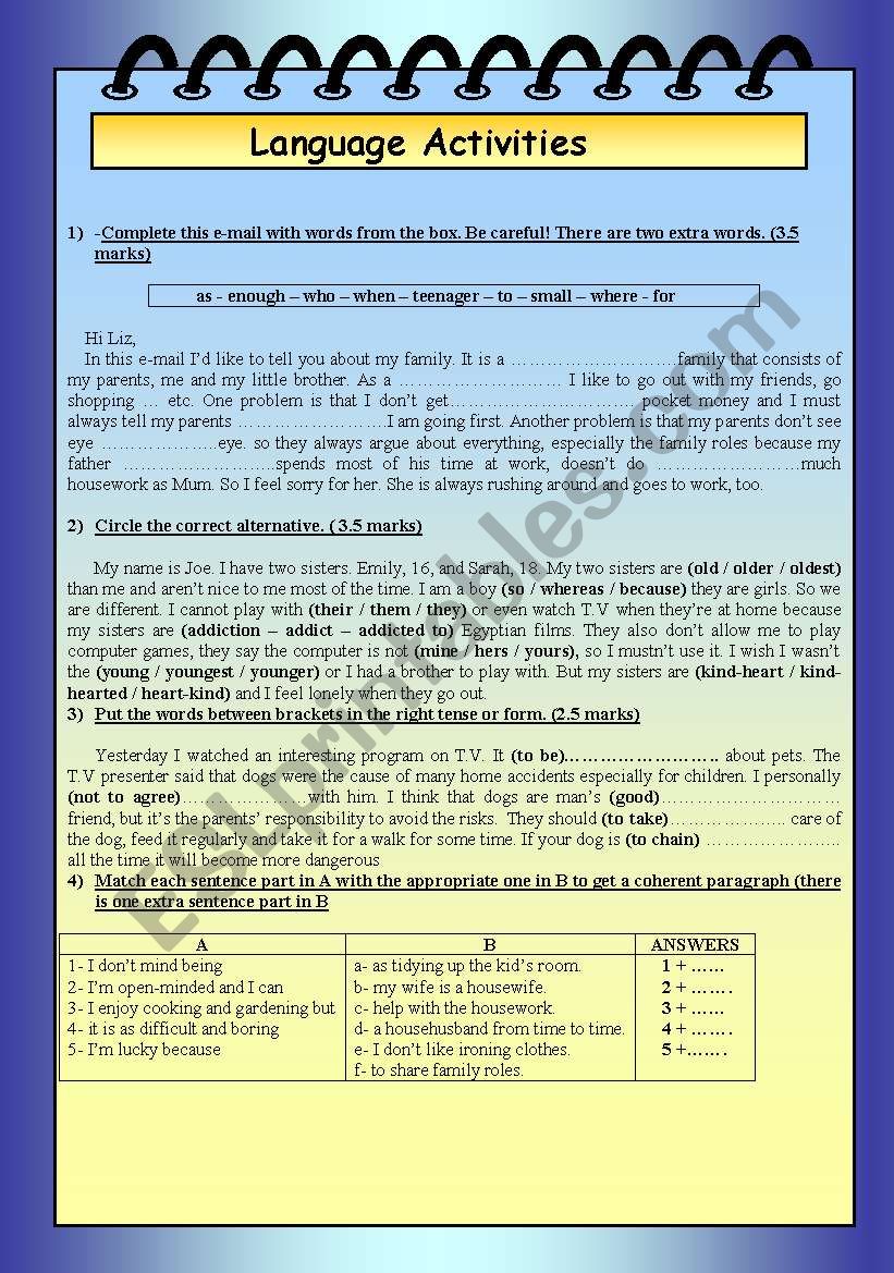 grammar  worksheet