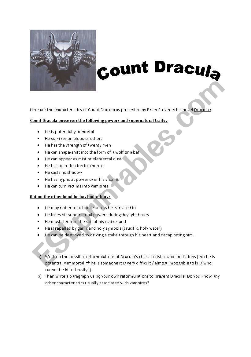 Introducing Dracula worksheet