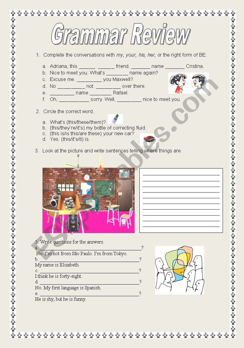 GRAMMAR REVIEW worksheet