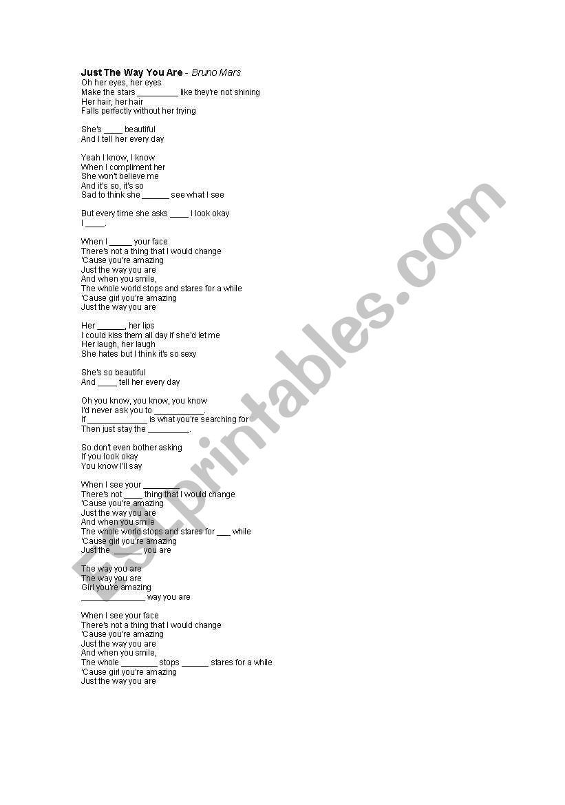 COMPLETE THE SONG worksheet