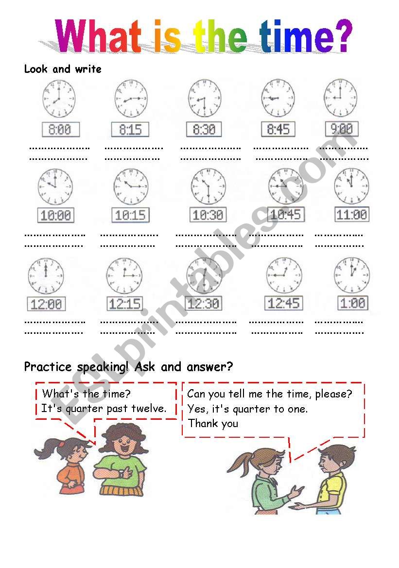 What is the time? worksheet