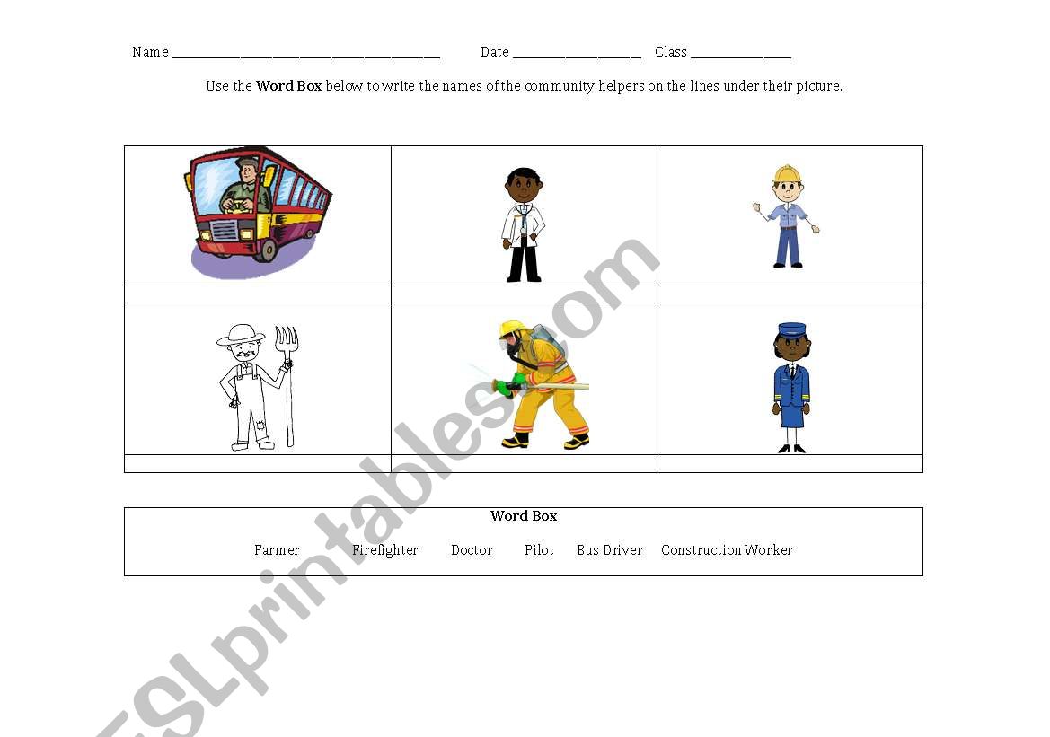 Community Helpers worksheet