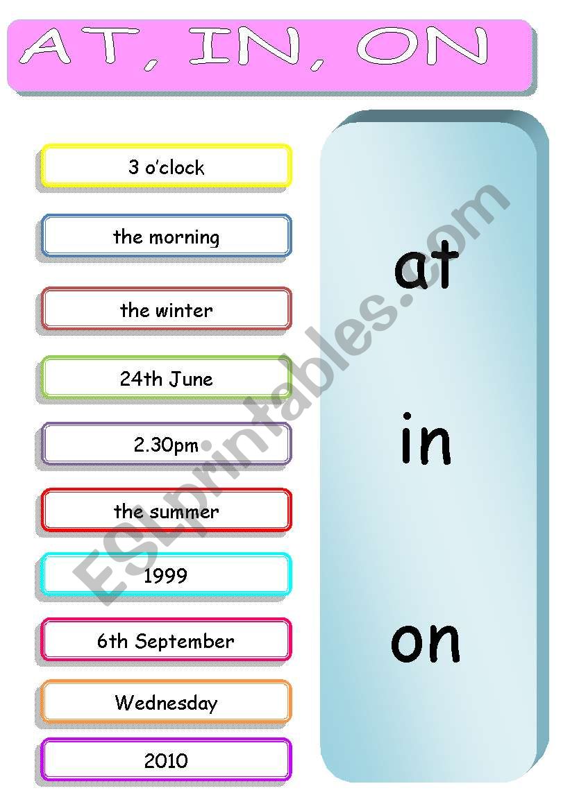 Time Prepositions for Young Learners