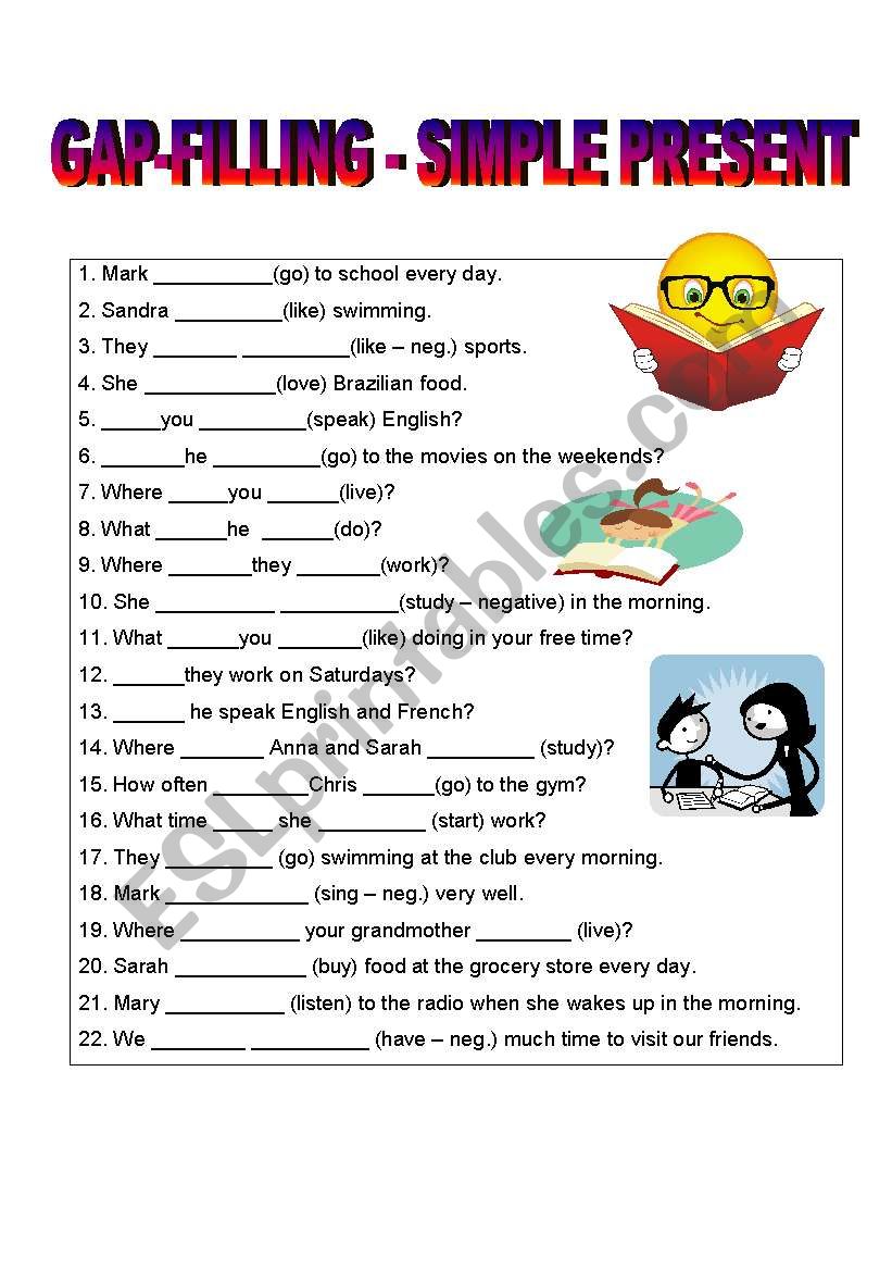 present simple fill in the gaps text pdf