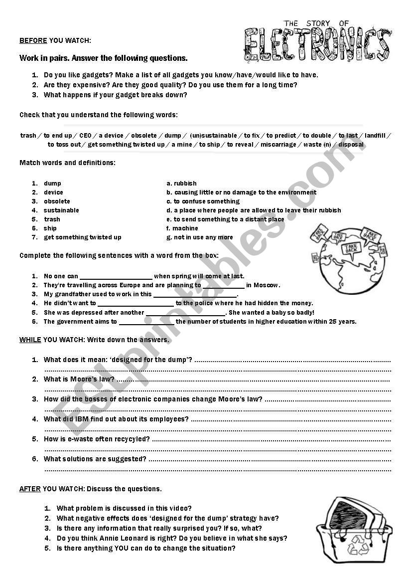 Story of Electronics worksheet