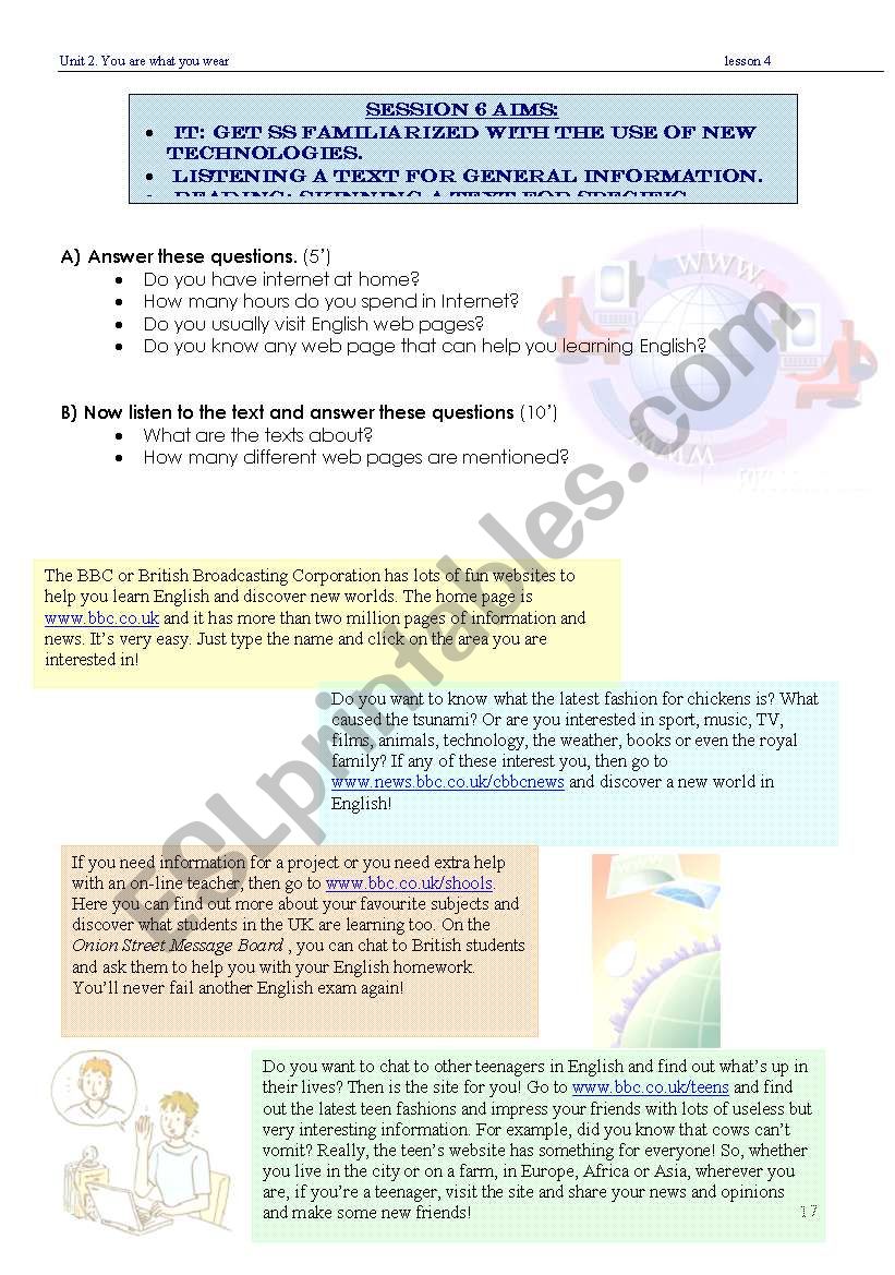 familiarize students with TIC worksheet