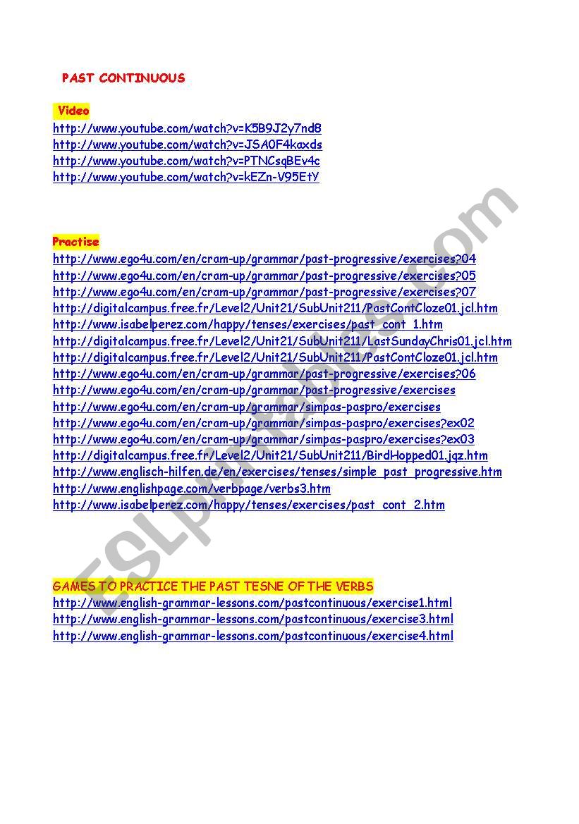 sites to practise past continuous