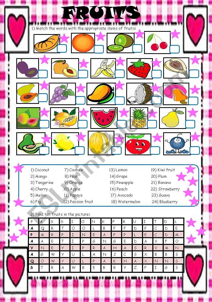 FRUITS worksheet