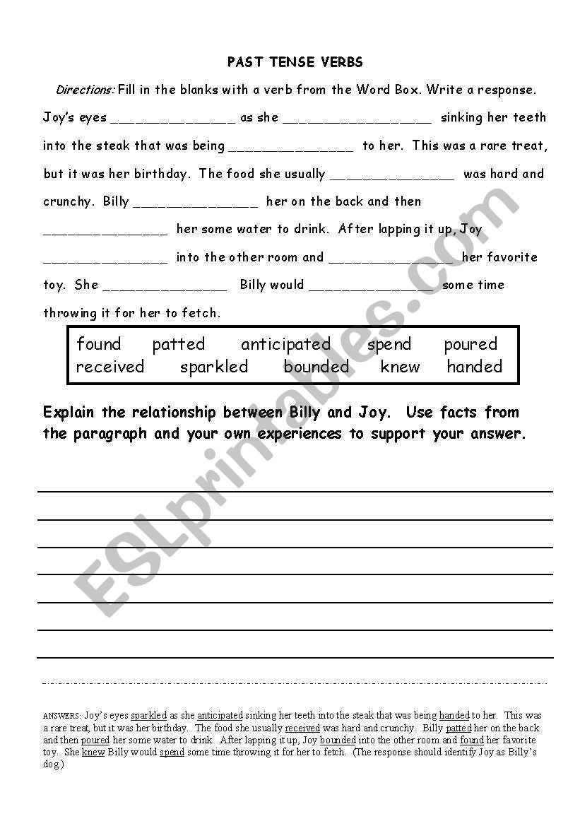 Past Tense worksheet