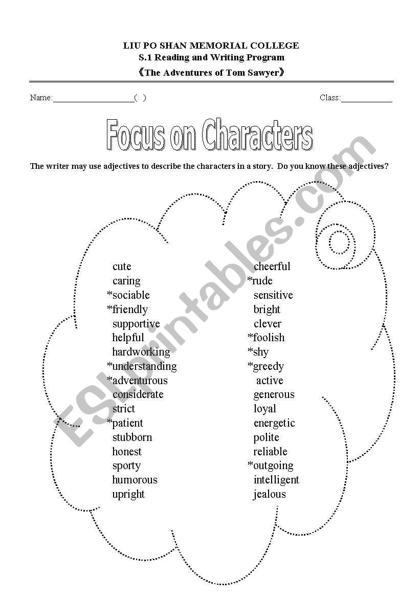 Adjectives about personality worksheet