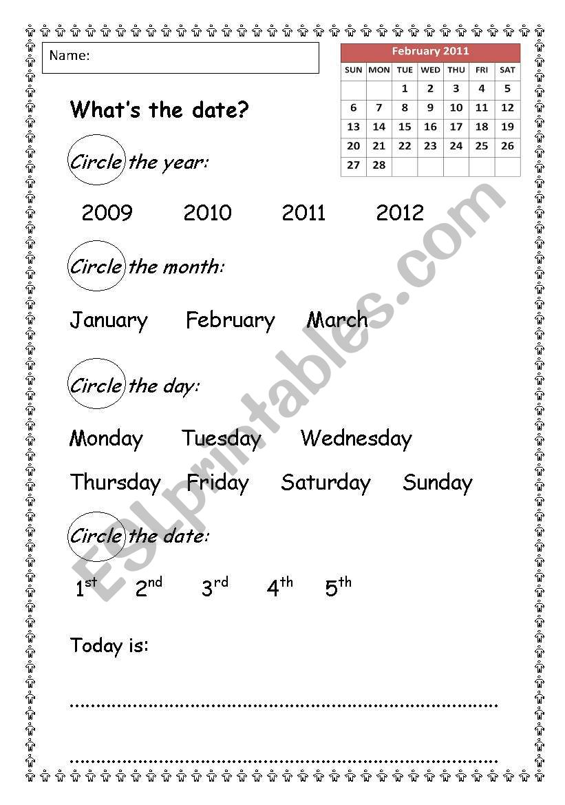 Whats the date today? worksheet