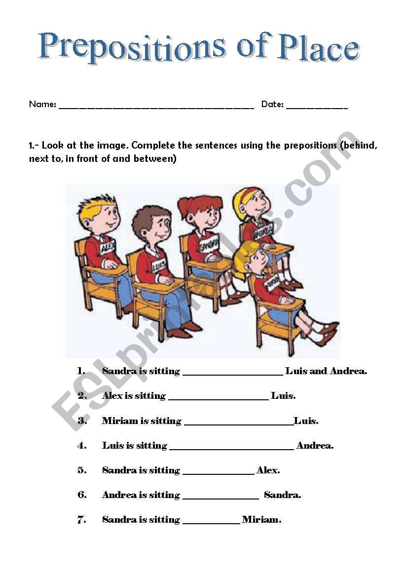 Prepositions  worksheet