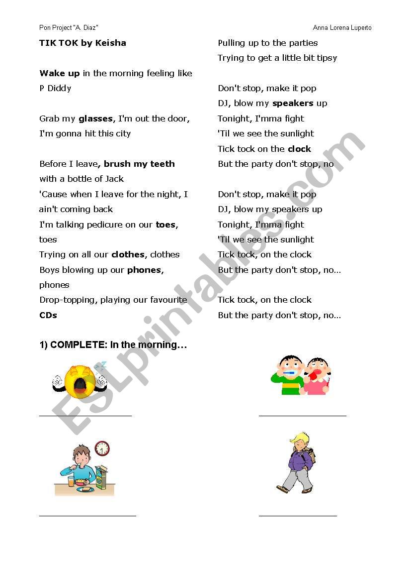 Tik Tok worksheet worksheet
