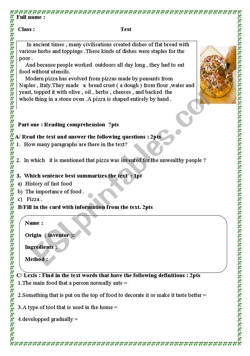Test worksheet