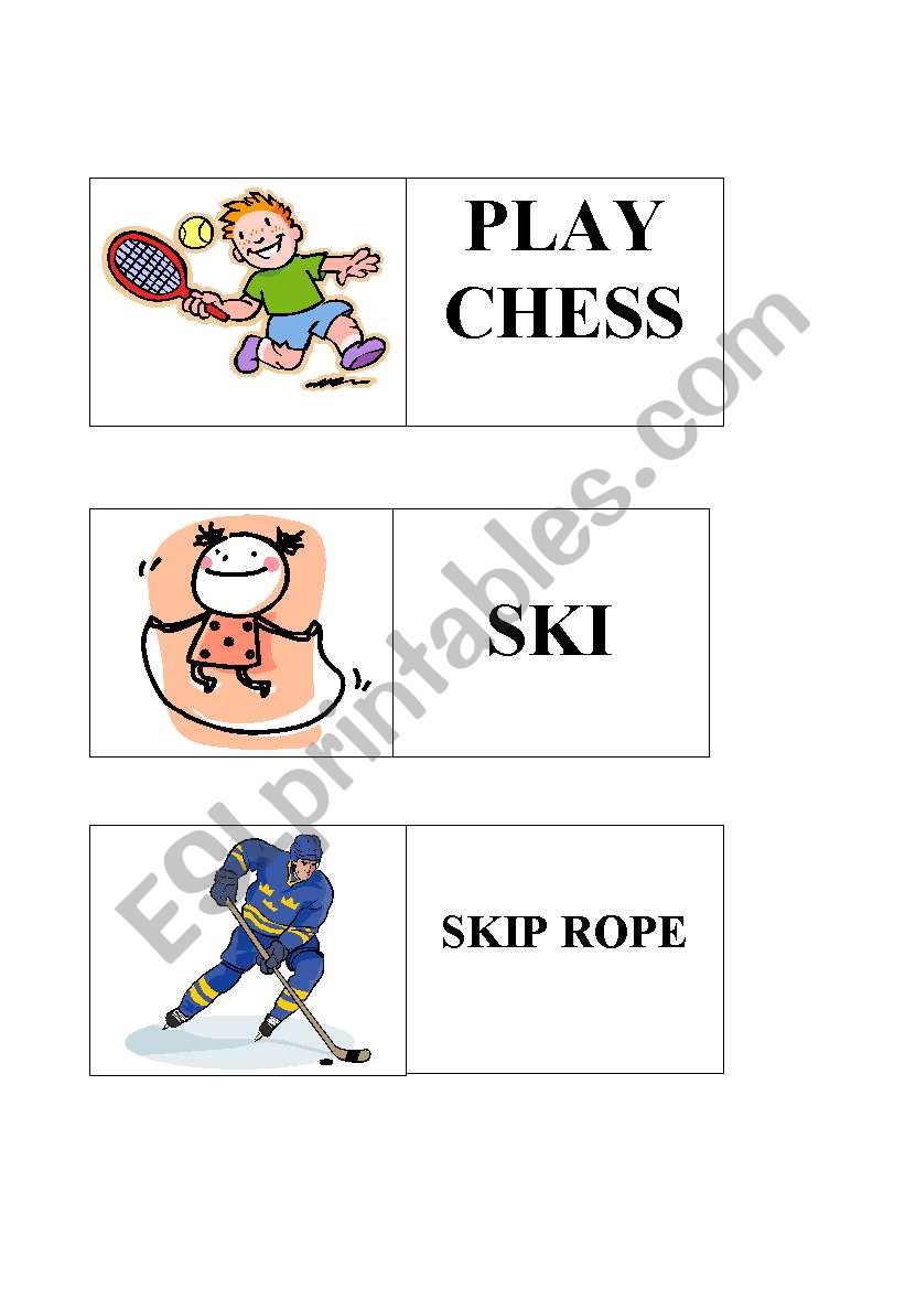 Domino of sports part I worksheet