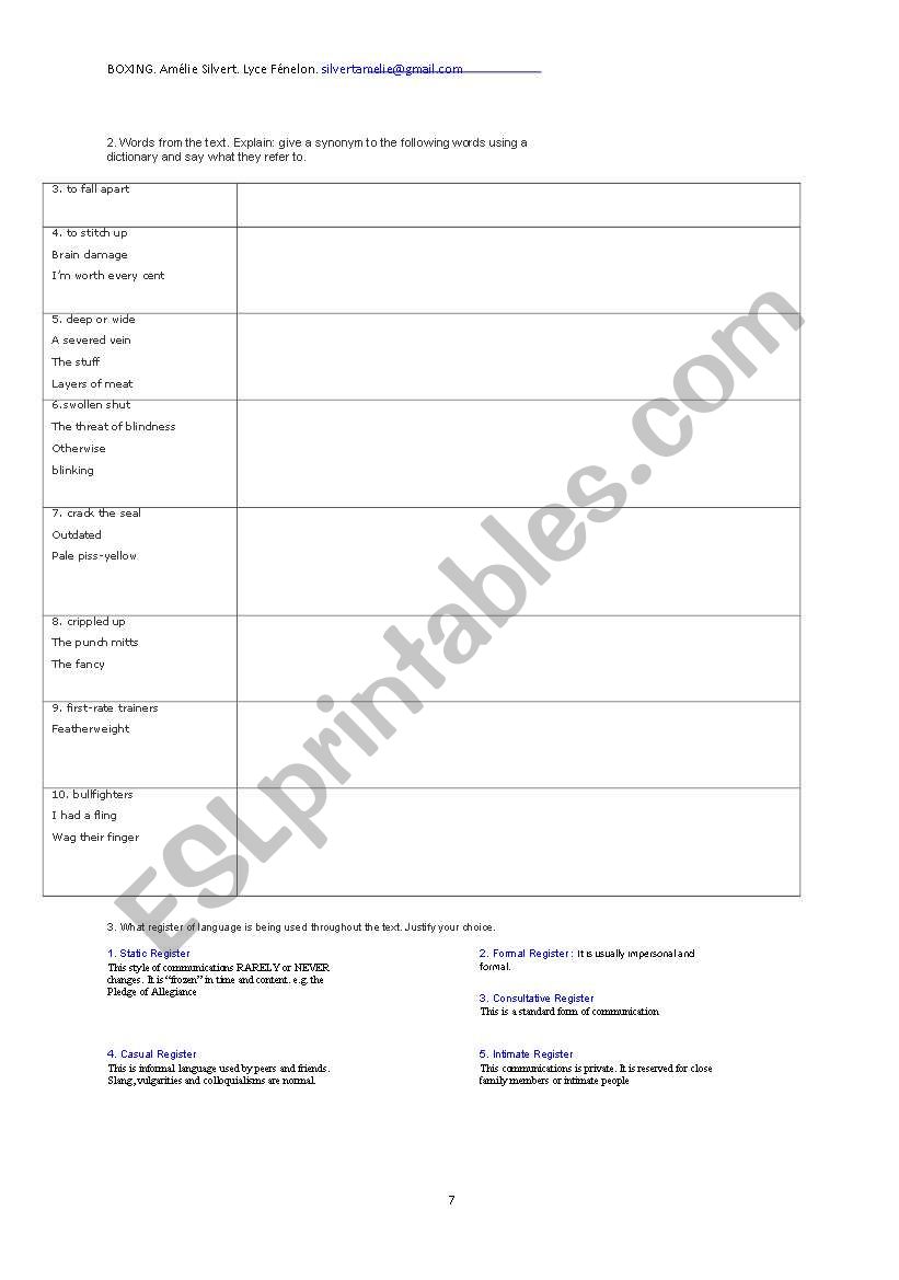 Million Dollar baby part 2 worksheet