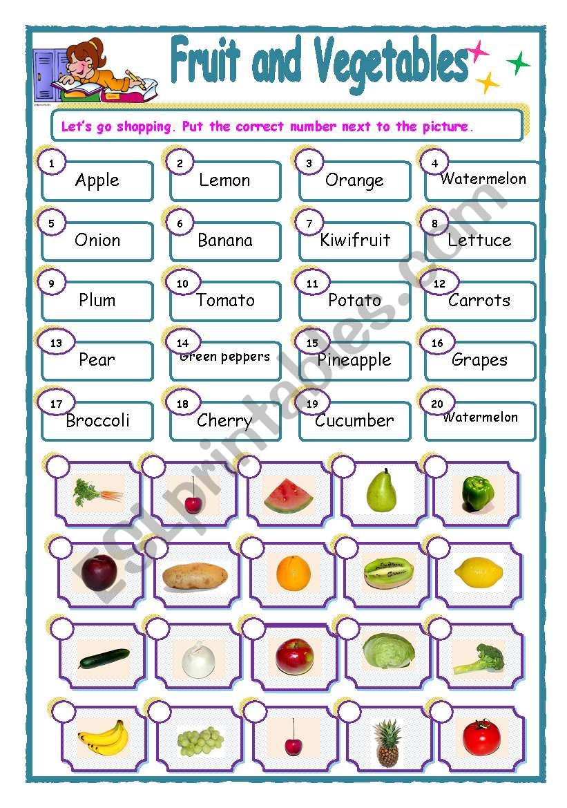 Fruit and Vegetables worksheet