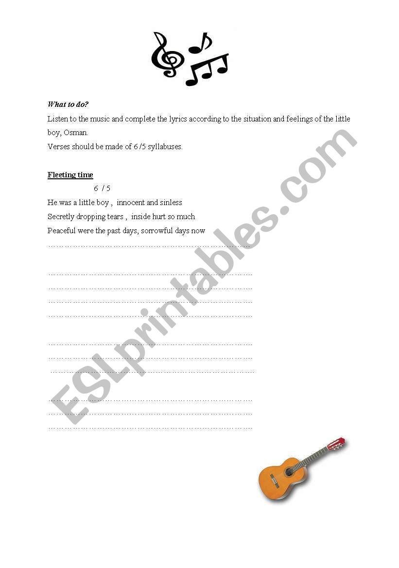A song worksheet