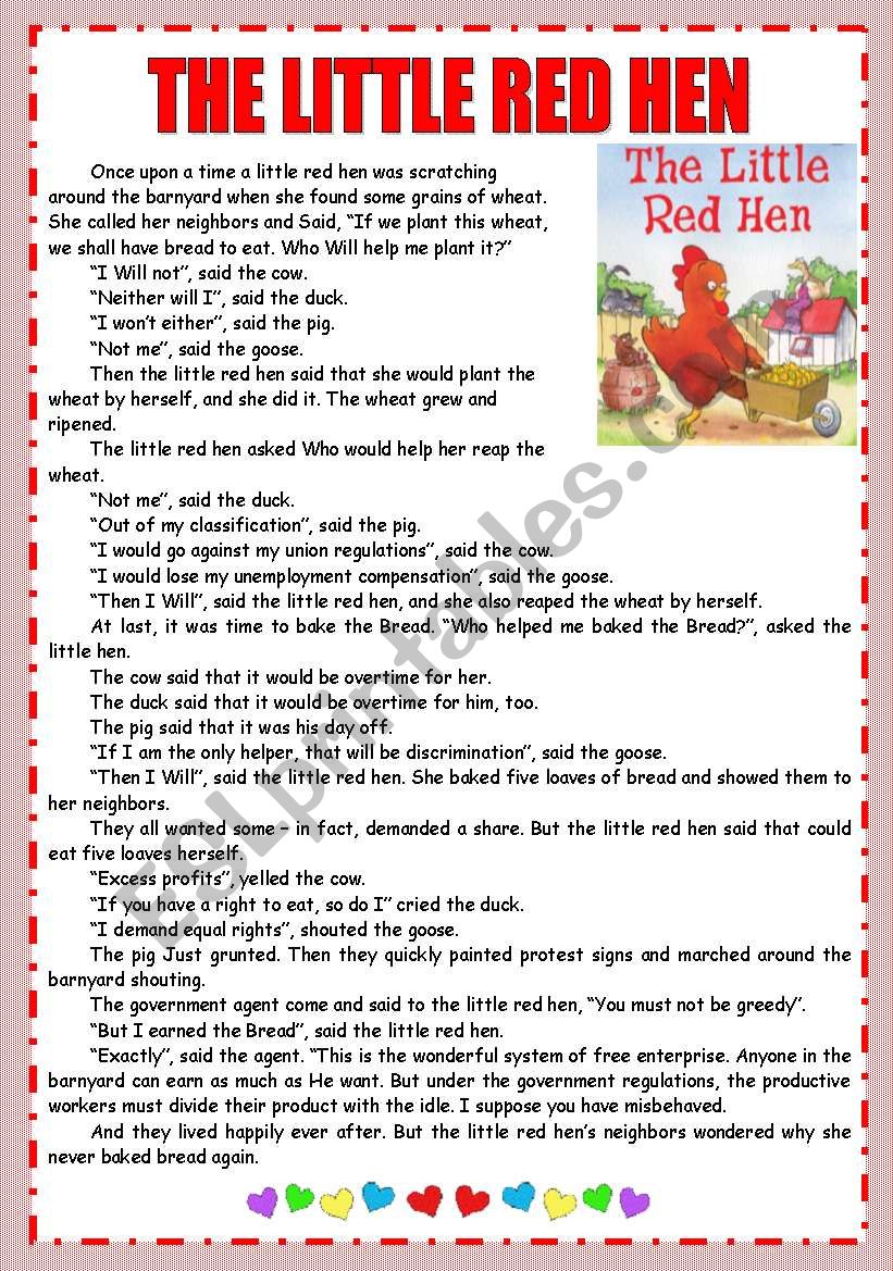 Lettle Red Hen worksheet