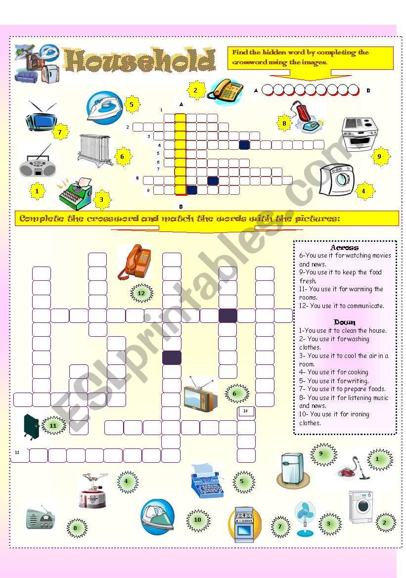 Household apparatus  worksheet