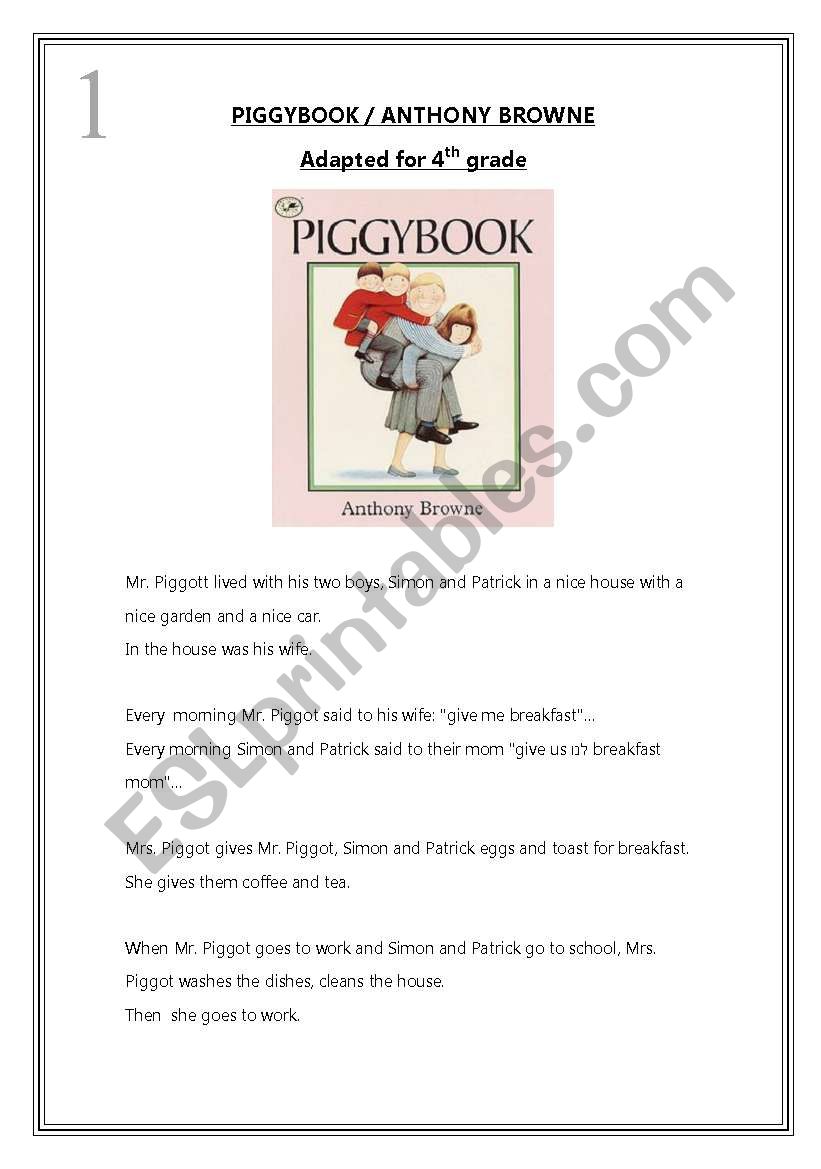 Piggybook by Anthony Browne/ Adaptation + exercise