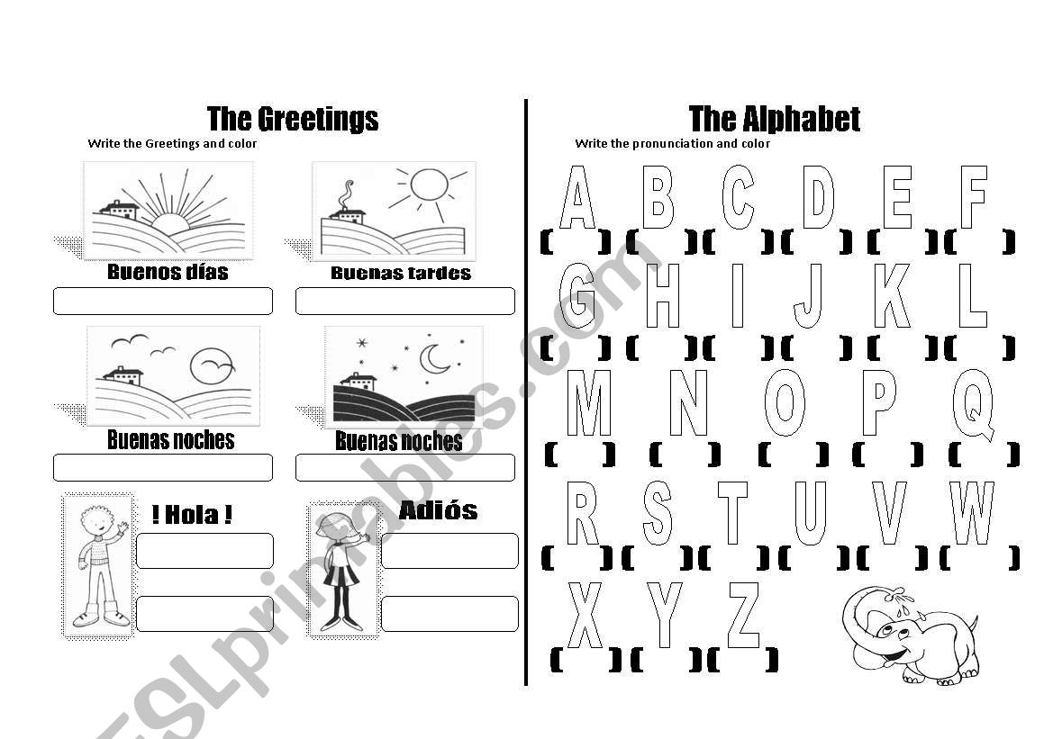 Grettings and alphabet worksheet