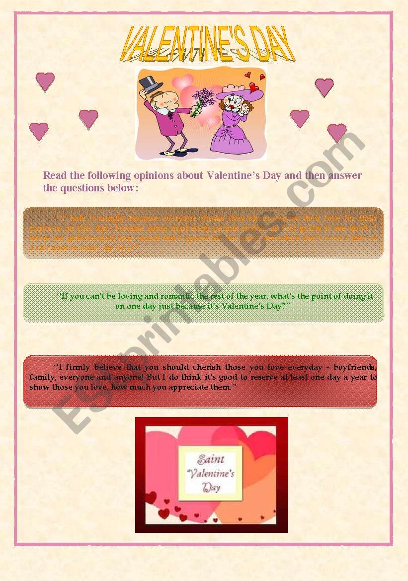 Valentines Day worksheet